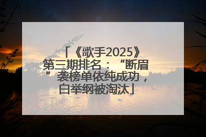 《歌手2025》第三期排名：“断眉”袭榜单依纯成功，白举纲被淘汰