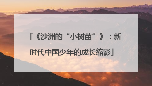 《沙洲的“小树苗”》：新时代中国少年的成长缩影