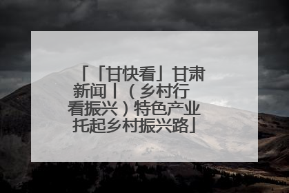 「甘快看」甘肃新闻丨（乡村行 看振兴）特色产业托起乡村振兴路
