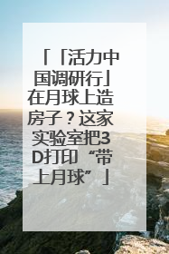 「活力中国调研行」在月球上造房子？这家实验室把3D打印“带上月球”