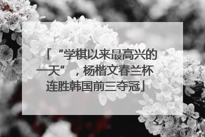 “学棋以来最高兴的一天”，杨楷文春兰杯连胜韩国前三夺冠