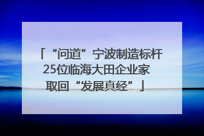 “问道”宁波制造标杆 25位临海大田企业家取回“发展真经”