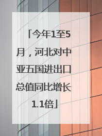 今年1至5月，河北对中亚五国进出口总值同比增长1.1倍