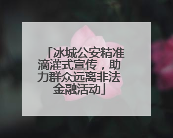 冰城公安精准滴灌式宣传，助力群众远离非法金融活动