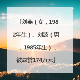 刘燕（女，1982年生）、刘波（男，1985年生），被悬赏174万元