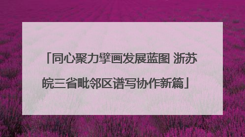 同心聚力擘画发展蓝图 浙苏皖三省毗邻区谱写协作新篇