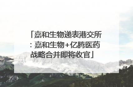 嘉和生物递表港交所：嘉和生物+亿腾医药战略合并即将收官