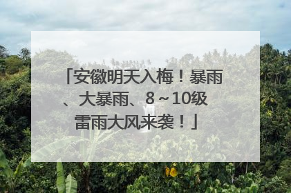 安徽明天入梅！暴雨、大暴雨、8～10级雷雨大风来袭！