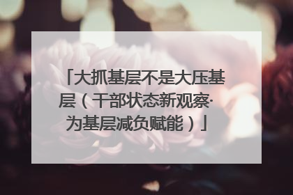 大抓基层不是大压基层（干部状态新观察·为基层减负赋能）
