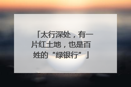 太行深处，有一片红土地，也是百姓的“绿银行”