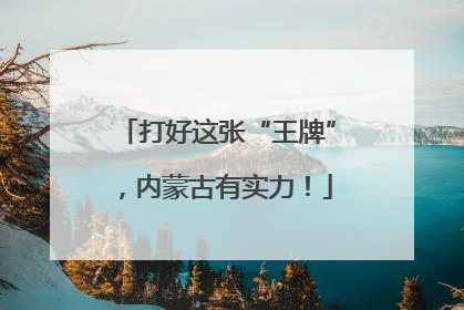 打好这张“王牌”，内蒙古有实力！