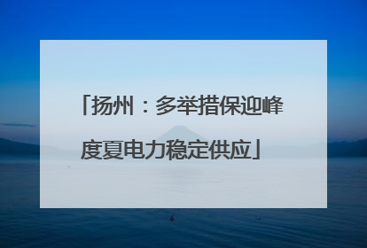 扬州：多举措保迎峰度夏电力稳定供应