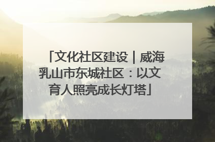 文化社区建设｜威海乳山市东城社区：以文育人照亮成长灯塔