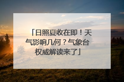 日照夏收在即！天气影响几何？气象台权威解读来了