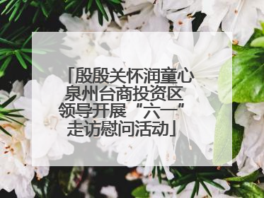 殷殷关怀润童心 泉州台商投资区领导开展“六一”走访慰问活动