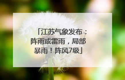 江苏气象发布：阵雨或雷雨，局部暴雨！阵风7级