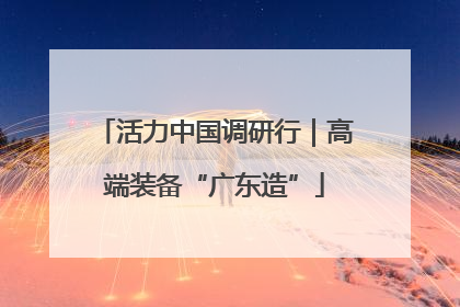 活力中国调研行｜高端装备“广东造”