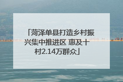菏泽单县打造乡村振兴集中推进区 惠及十村2.14万群众