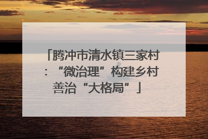 腾冲市清水镇三家村：“微治理”构建乡村善治“大格局”
