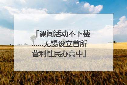 课间活动不下楼……无锡设立首所营利性民办高中