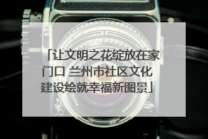 让文明之花绽放在家门口 兰州市社区文化建设绘就幸福新图景