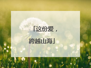 这份爱，跨越山海
