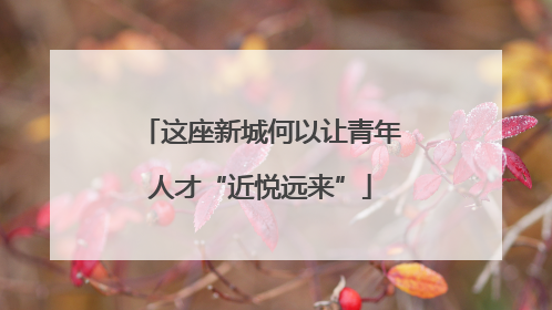 这座新城何以让青年人才“近悦远来”