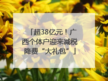 超38亿元！广西个体户迎来减税降费“大礼包”