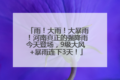 雨！大雨！大暴雨！河南真正的强降雨今天登场，9级大风+暴雨连下3天！