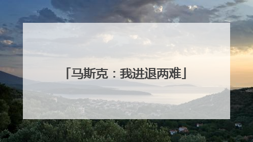 马斯克：我进退两难
