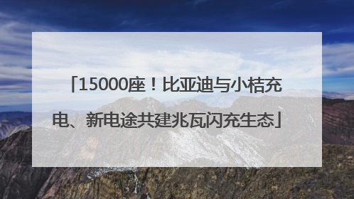 15000座！比亚迪与小桔充电、新电途共建兆瓦闪充生态