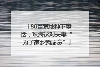 80亩荒地种下童话，珠海这对夫妻“为了家乡我愿意”
