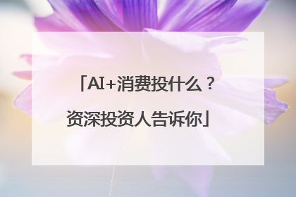 AI+消费投什么？资深投资人告诉你